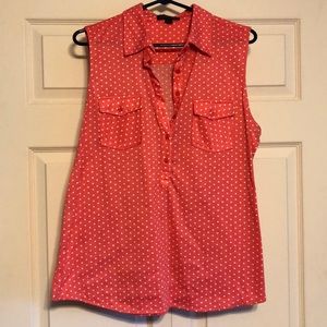Coral pink polka dot tank